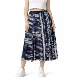 Coldwater Creek Skirt Size M Blue Tie Dye Mid Rise Lightweight Lined Boho Spring